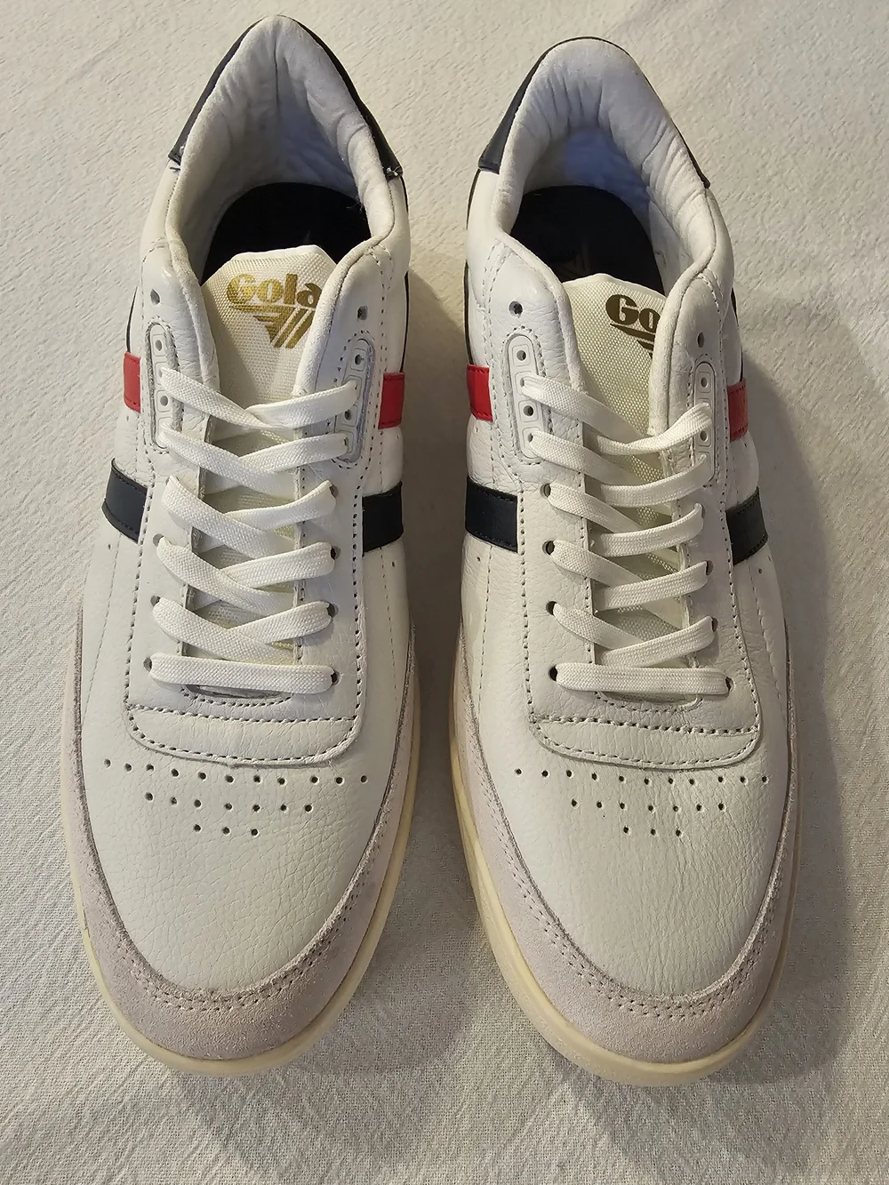 Gola Men's Classics Contact Leather Sneakers - White/Navy/Red - Size 10